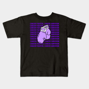 Purple Cancer Fighter, Cancer Survivor Kids T-Shirt